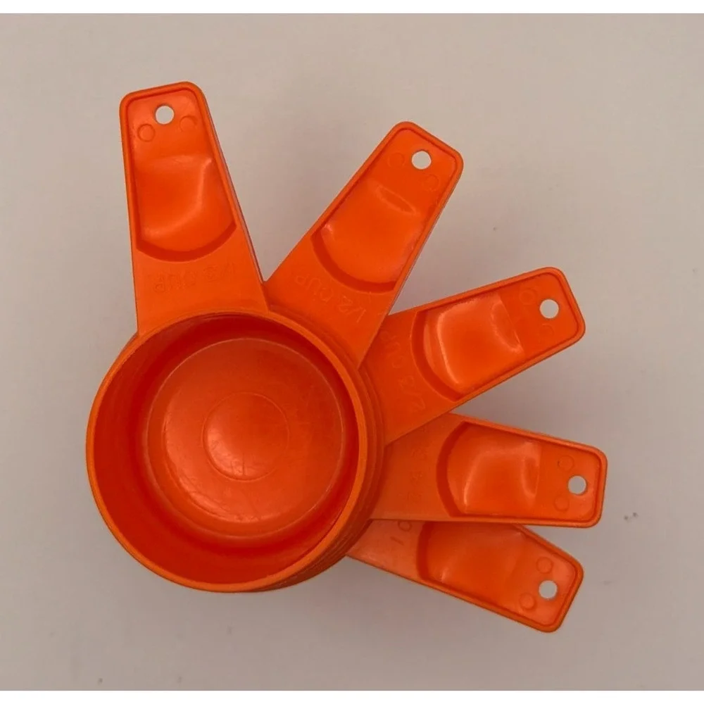 Vintage Tupperware Orange Measuring Cups Set of 5 Nesting Made in USA Retro